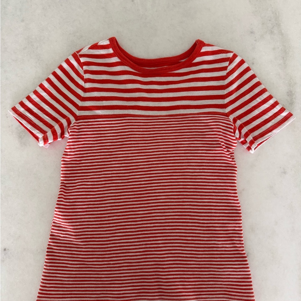 Old Navy Reddish Orange and White Striped Kids Tee
